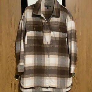 Banana Republic Utility Jacket Brown and White Plaid #4